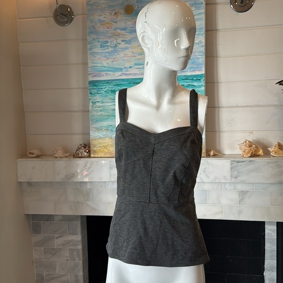 CAbi 552 Over The Moon Charcoal Gray Ponte Bustier Peplum Top Size 6 - Picture 4 of 15